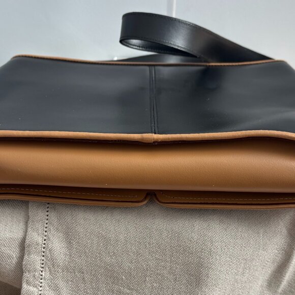 Arcadia Leather Shoulder Bag - Black and Tan - Picture 3 of 7